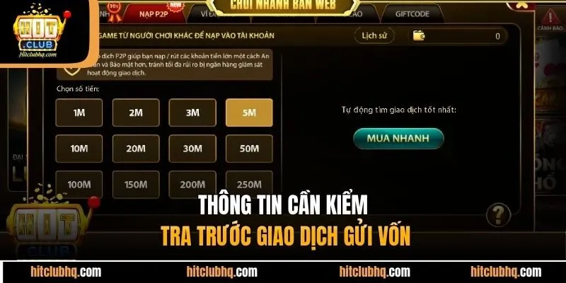 Thông tin cần kiểm tra trước giao dịch gửi vốn